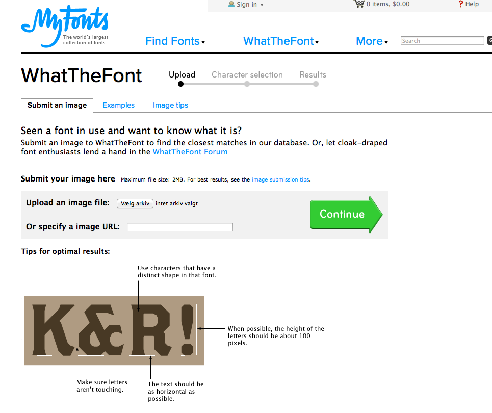 myfonts.com, find en skrifttype, find en font