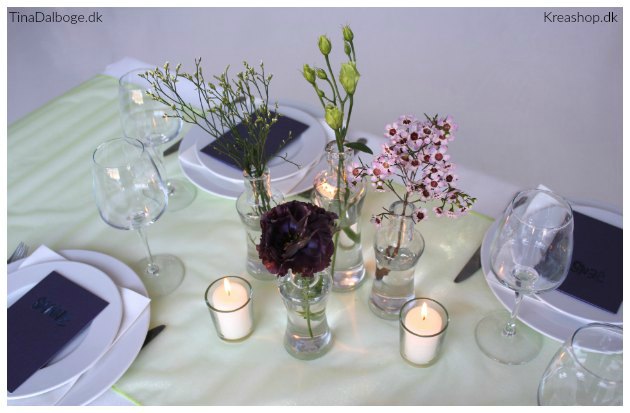 Bordpynt – med bordløber i organza og lette fine blomster