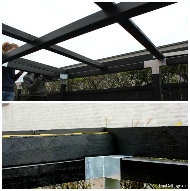montering af plastplader overdækning af terrasse